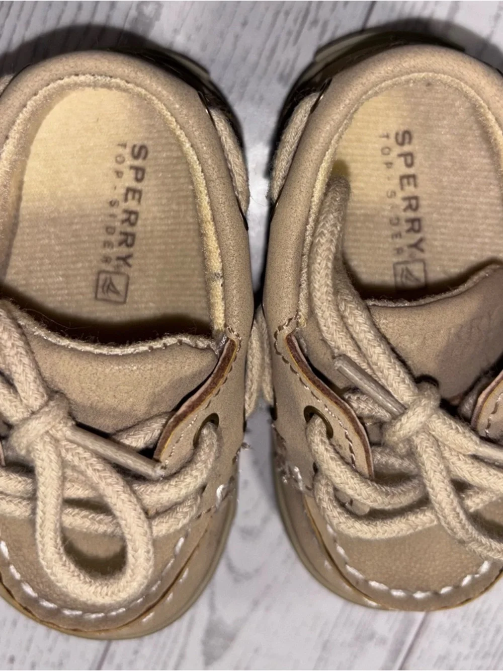 Sperry Top‑Sider Toddler Boat Shoes Tan Leather Size 1M